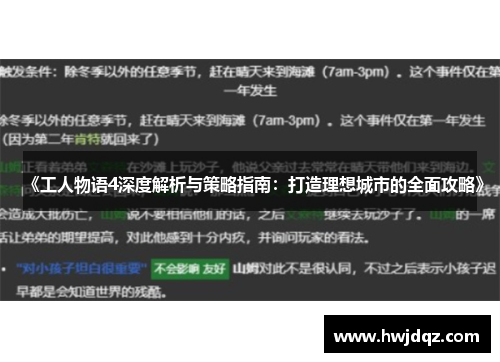 《工人物语4深度解析与策略指南：打造理想城市的全面攻略》